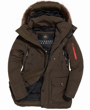 Superdry Premium Down Trans-Alps Parka Férfi Kabát Khaki | OJFCE6953